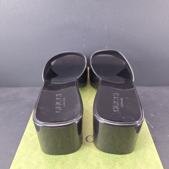 Gucci Rubber Block Heel Platform Logo Slide Sandals Womens Size 40 Black - Picture 7 of 15